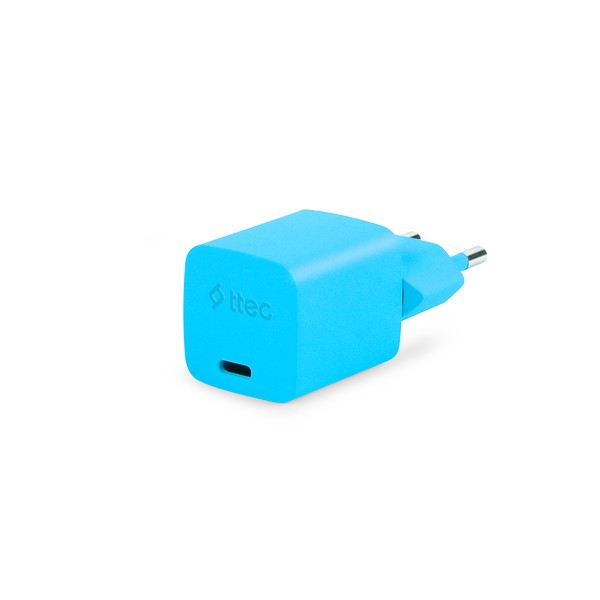 ttec SmartCharger GAN 20W PD Seyahat Hızlı Şarj Aleti + USB-C - Lightning 120cm Kablo Neon