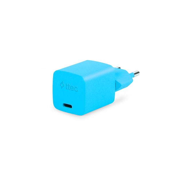 ttec SmartCharger GAN 20W PD Seyahat Hızlı Şarj Aleti + USB-C - USB-C 3A Kablo Neon