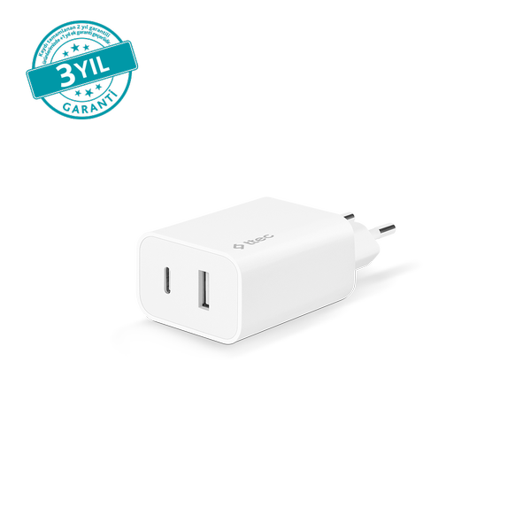 ttec SmartCharger Duo USB-C + USB-A 2.4A Seyahat Şarj Aleti