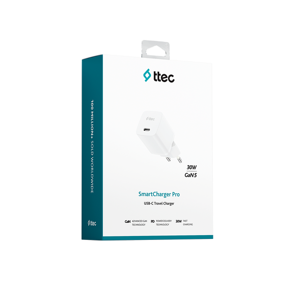 ttec SmartCharger GAN 30W PD USB-C Seyahat Hızlı Şarj Aleti 2SCG30B
