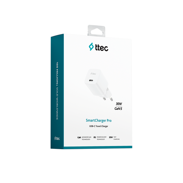 ttec SmartCharger GAN 30W PD USB-C Seyahat Hızlı Şarj Aleti 2SCG30B