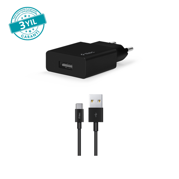 ttec SmartCharger 2.1A Seyahat Şarj Aleti + USB-A - USB-C Kablo