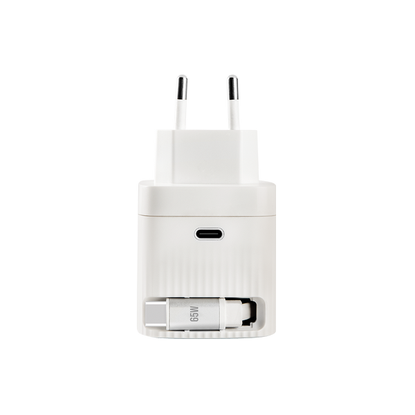 ttec SmartCharger Duo GAN 65W PD Seyahat Hızlı Şarj Aleti USB-C + Dahili PD 65W 70cm USB-C Şarj Kablosu