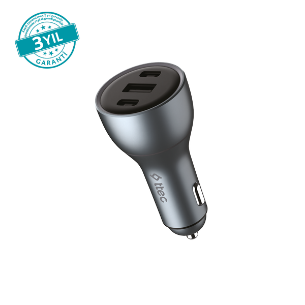 ttec SmartCharger Trio PD 130W Araç Hızlı Şarj Aleti 2 USB-C+USB-A