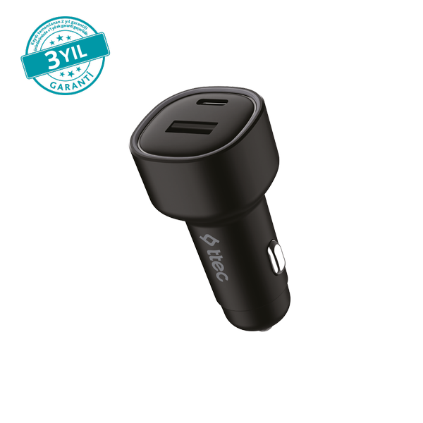 ttec SmartCharger Duo PD 83W Araç Hızlı Şarj Aleti USB-C+USB-A