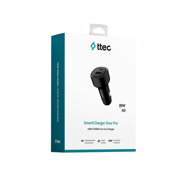 ttec SmartCharger Duo PD 83W Araç Hızlı Şarj Aleti USB-C+USB-A