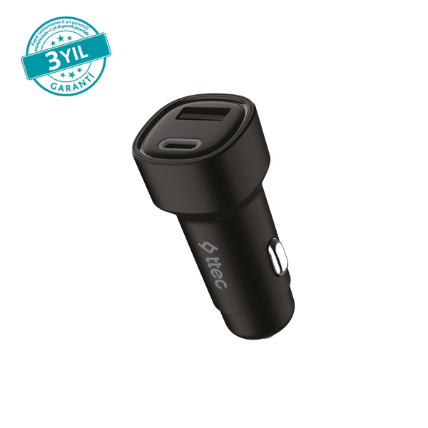 ttec SmartCharger Duo 3.1A Araç Şarj Aleti USB-C+USB-A.