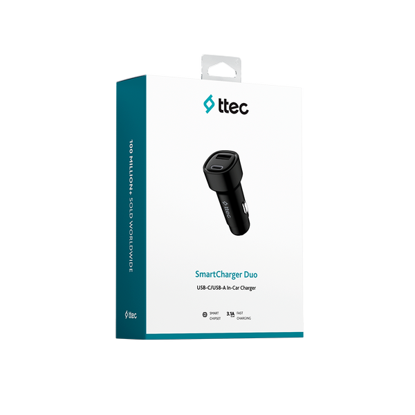 ttec SmartCharger Duo 3.1A Araç Şarj Aleti USB-C+USB-A.