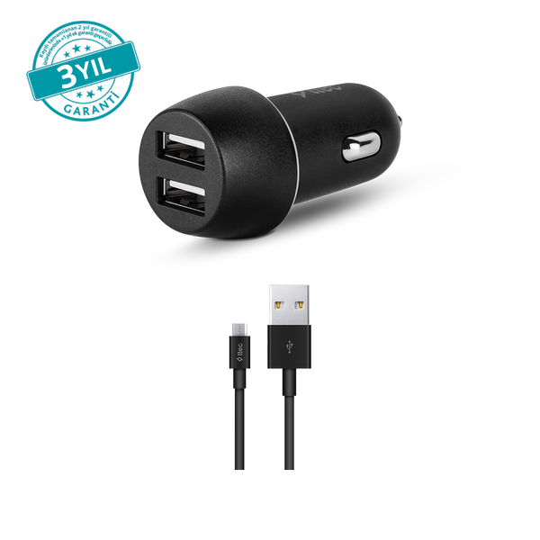 ttec SmartCharger Duo 3.1A Araç Şarj Aleti Çift USB + Micro USB Kablo