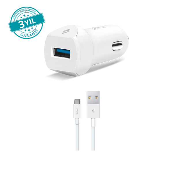 ttec SpeedCharger QC 3.0 Araç Şarj Aleti + USB-C Kablo
