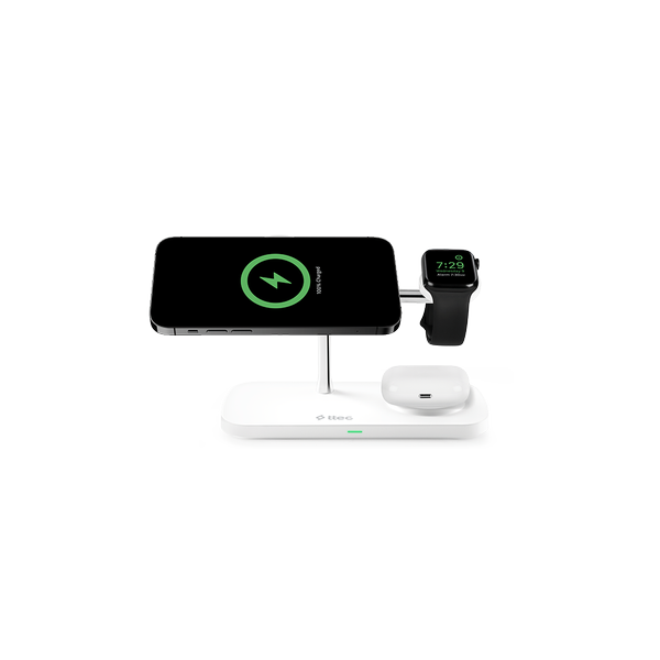 ttec AirCharger Trio Pro Qi2/MagSafe Özellikli 15W iPhone/Android Özellikli 3’ü 1 Arada iPhone + Apple Watch + AirPods Kablosuz Hızlı Şarj Standı - 2KS37B