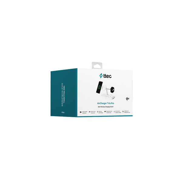 ttec AirCharger Trio Pro Qi2/MagSafe Özellikli 15W iPhone/Android Özellikli 3’ü 1 Arada iPhone + Apple Watch + AirPods Kablosuz Hızlı Şarj Standı - 2KS37B