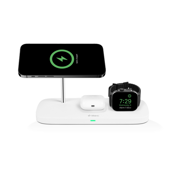 ttec AirCharger Trio Up MagSafe Uyumlu 3ü 1 Arada iPhone + Apple Watch + AirPods Kablosuz Şarj Standı