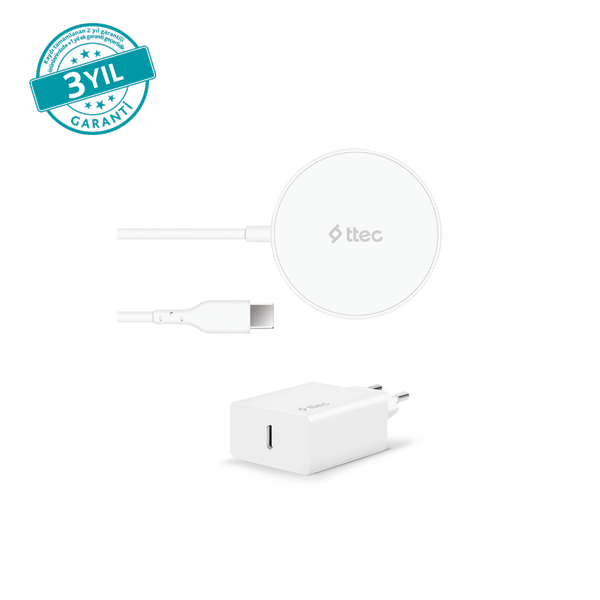 ttec AirCharger M+ MagSafe Uyumlu Kablosuz Şarj Aleti ve PD 20W Seyahat Şarj Aleti