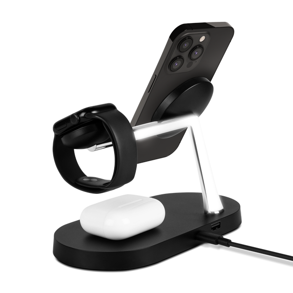 ttec AirCharger Quattro M MagSafe Uyumlu 4ü1 Arada iPhone + Apple Watch + AirPods LED Aydınlatmalı Kablosuz Şarj Standı