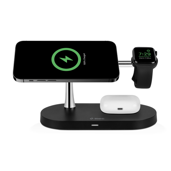 ttec AirCharger Quattro M MagSafe Uyumlu 4ü1 Arada iPhone + Apple Watch + AirPods LED Aydınlatmalı Kablosuz Şarj Standı