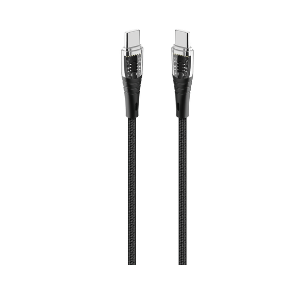 ttec ExtremeCable Ekstra Dayanıklı Transparan USB-C –USB-C 60W PD/QC 120cm Hızlı Şarj/Data Kablosu , Siyah