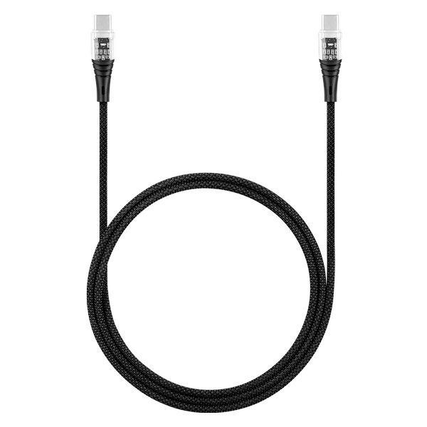 ttec ExtremeCable Ekstra Dayanıklı Transparan USB-C –USB-C 60W PD/QC 120cm Hızlı Şarj/Data Kablosu , Siyah