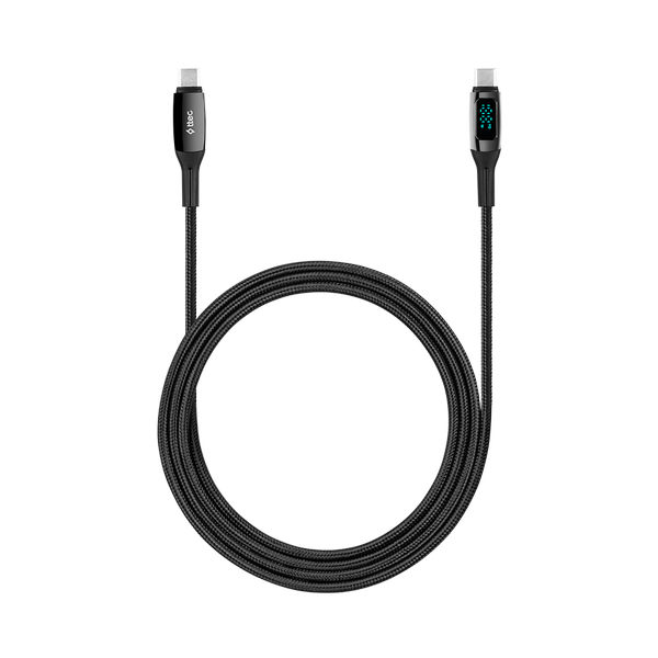 ttec AlumiCable LCD USB-C – USB-C 100W PD/QC 150cm Hızlı Şarj/Data Kablosu ,Siyah