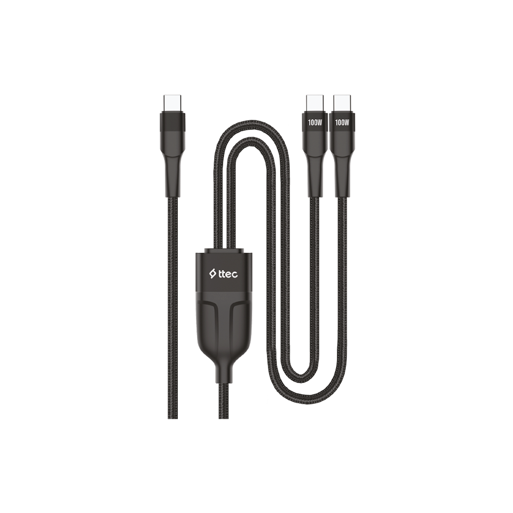 ttec AlumiCable Duo USB-C – 2* USB-C 100W 150cm Hızlı Şarj Kablosu