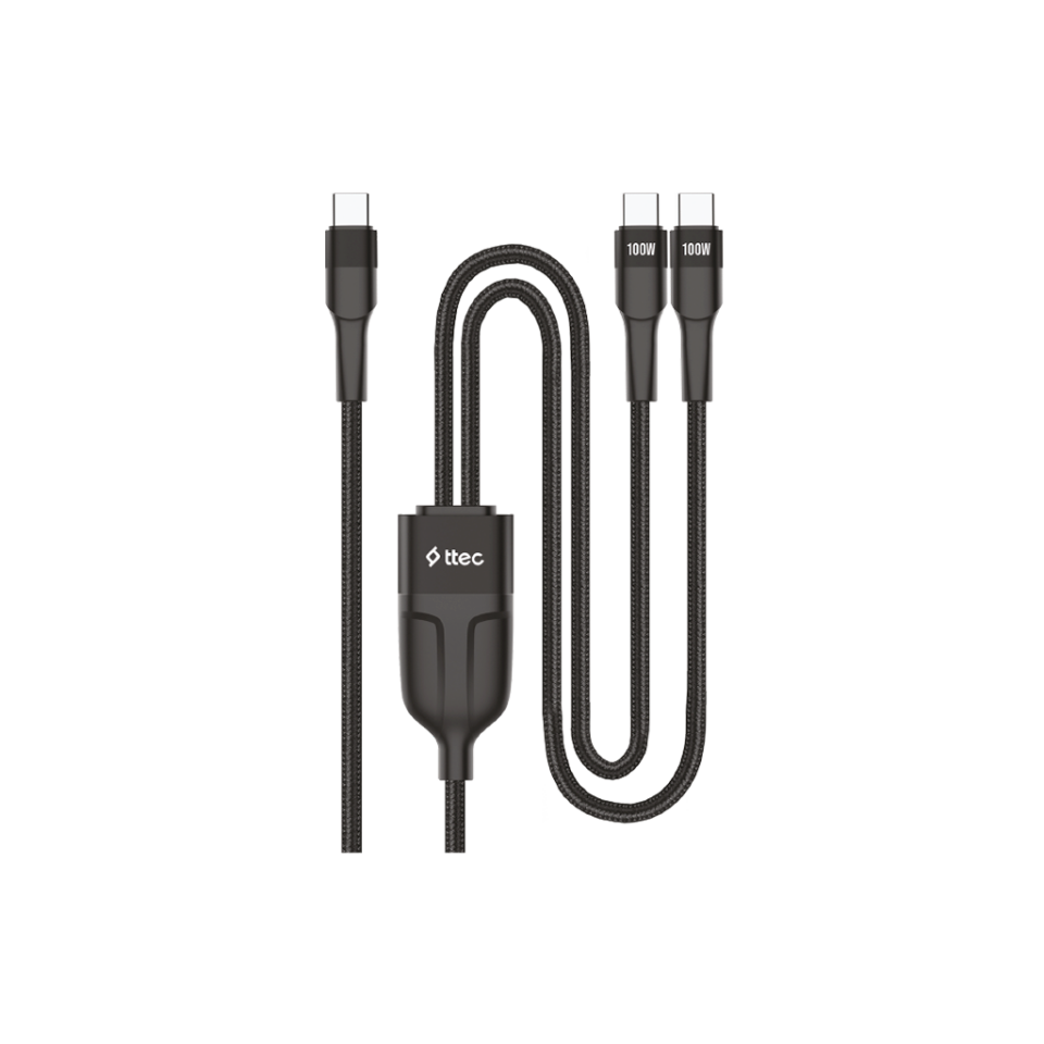 ttec AlumiCable Duo USB-C – 2* USB-C 100W 150cm Hızlı Şarj Kablosu