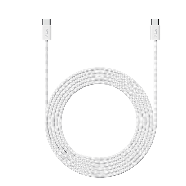 ttec USB-C - USB-C 100cm 60W PD Örgü Hızlı Şarj/Data Kablosu Beyaz