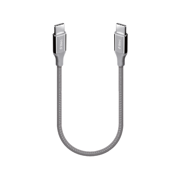 ttec AlumiCable USB-C - USB-C 30cm 60W PD/QC Hızlı Şarj/Data Kablosu Uzay Grisi