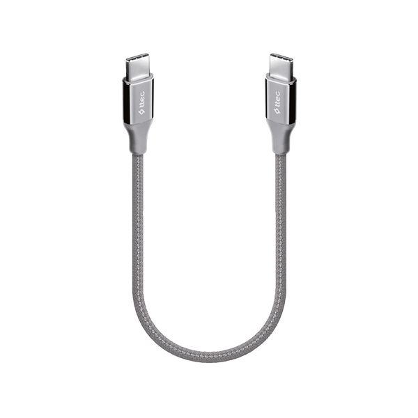 ttec AlumiCable USB-C - USB-C 30cm 60W PD/QC Hızlı Şarj/Data Kablosu Uzay Grisi