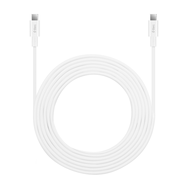 ttec USB-C - USB-C 300cm 60W PD/QC Hızlı Şarj/Data Kablosu Beyaz