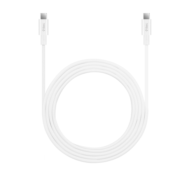 ttec USB-C - USB-C 200cm 60W PD/QC Hızlı Şarj/Data Kablosu Beyaz
