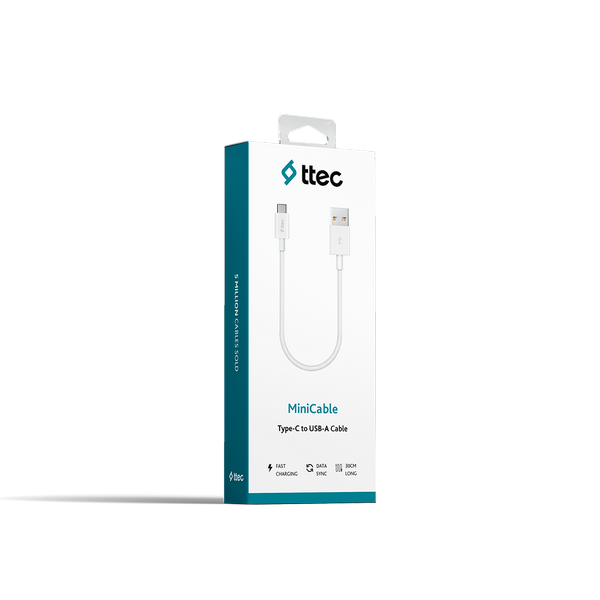 ttec MiniCable 30cm USB-A - USB-C Şarj Kablosu