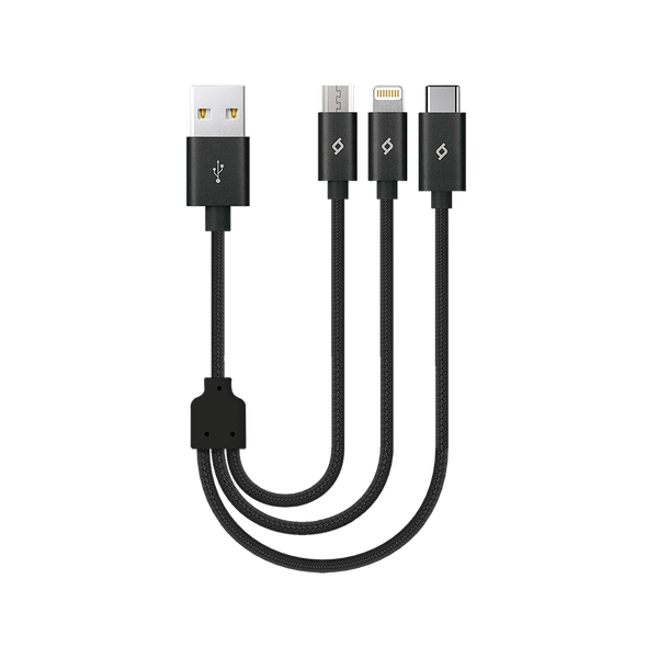 ttec Alumicable Mini Trio 30cm Şarj Kablosu USB-A - USB-C / Lightning / Micro USB