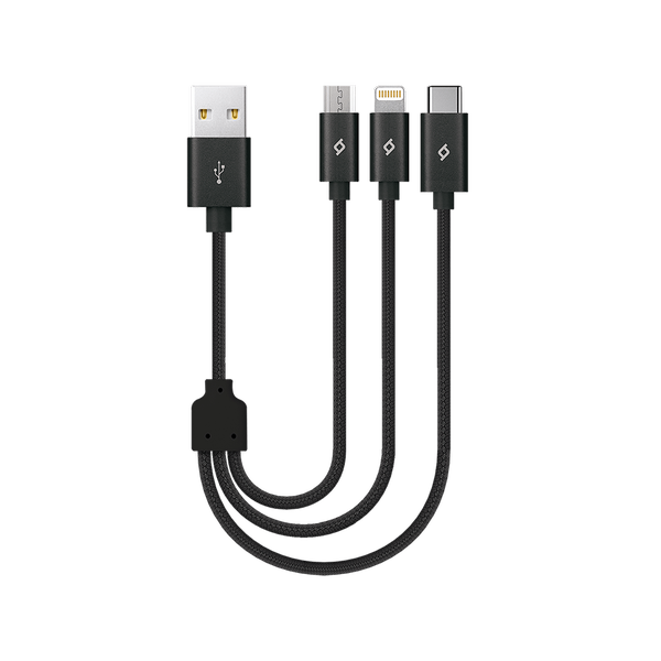 ttec Alumicable Mini Trio 30cm Şarj Kablosu USB-A - USB-C / Lightning / Micro USB