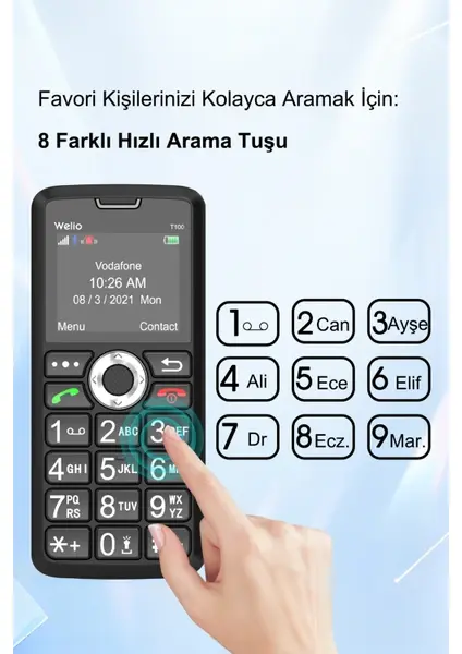 Welio Wkey T100 Asker-Polis Tuşlu Cep Telefon (KVK Garantili) SİYAH