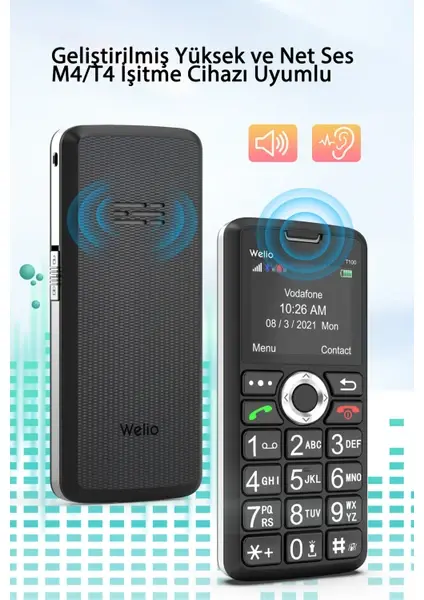 Welio Wkey T100 Asker-Polis Tuşlu Cep Telefon (KVK Garantili) MAVİ