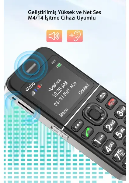 Welio Wkey T200 Kameralı Tuşlu Cep Telefon (KVK Garantili) SİYAH