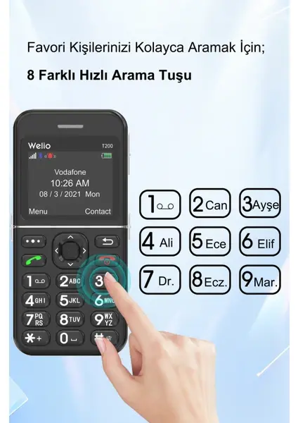 Welio Wkey T200 Kameralı Tuşlu Cep Telefon (KVK Garantili) SİYAH