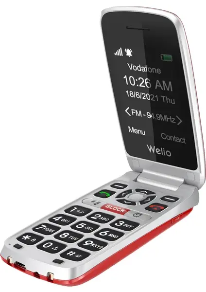 Welio Wkey T300 Kameralı Kapaklı Tuşlu Cep Telefonu (KVK Garantili) KIRMIZI
